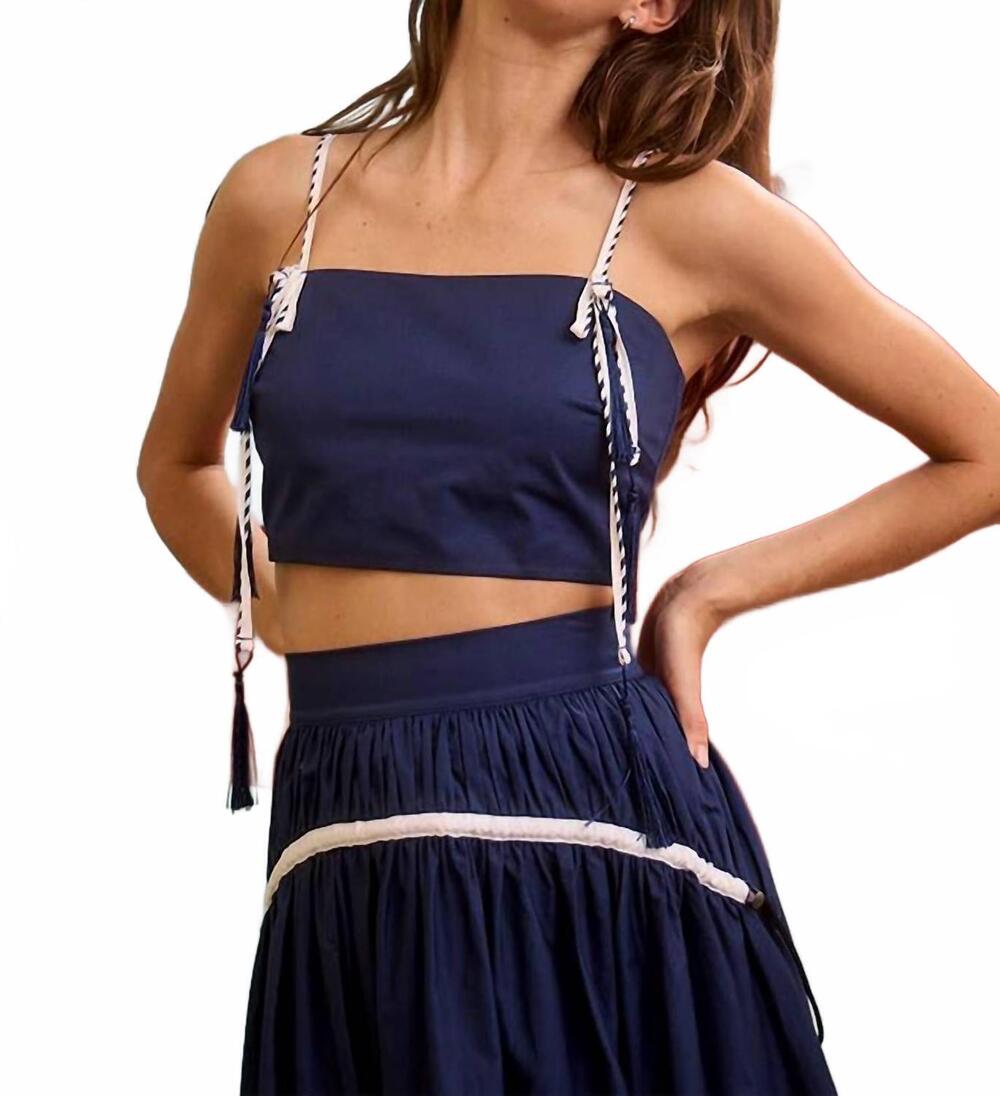 NEW HUNTER BELL kiki cropped camisole top in deep sea
